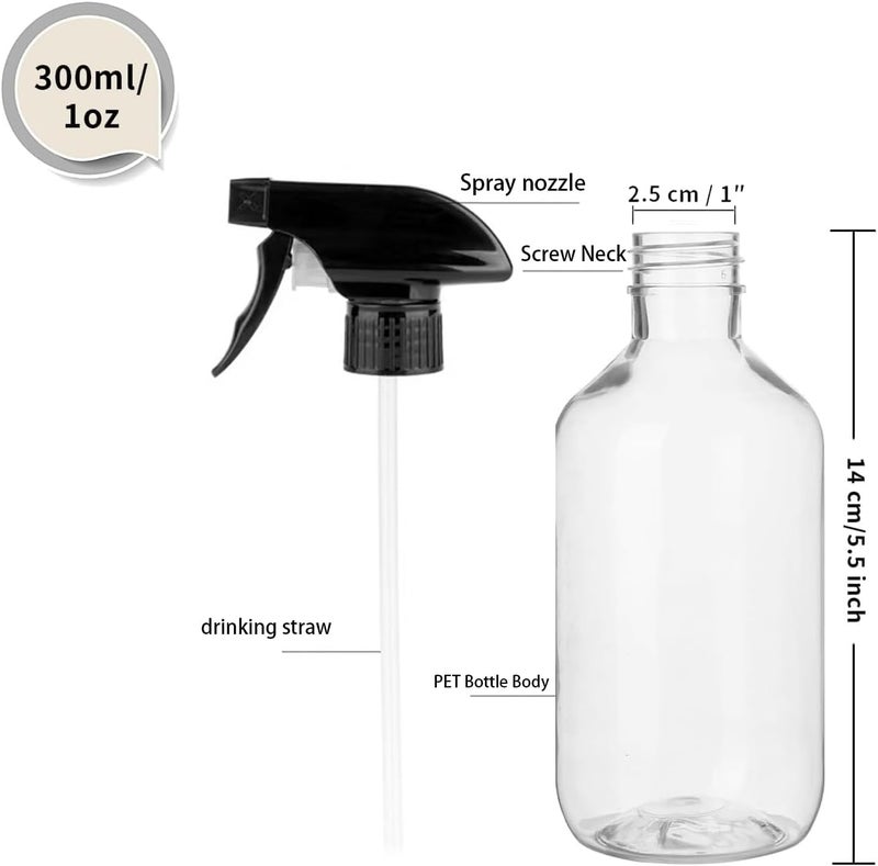 Likealot 2 Pack Leakproof Spray Bottles 300ml - Adjustable Nozzle (Mist/Jet), Refillable PET Plastic for Hair, Cleaning, Plants, Travel | BPA-Free, No-Spill Design, Salon & Home Essentials (Brown) - Image 5