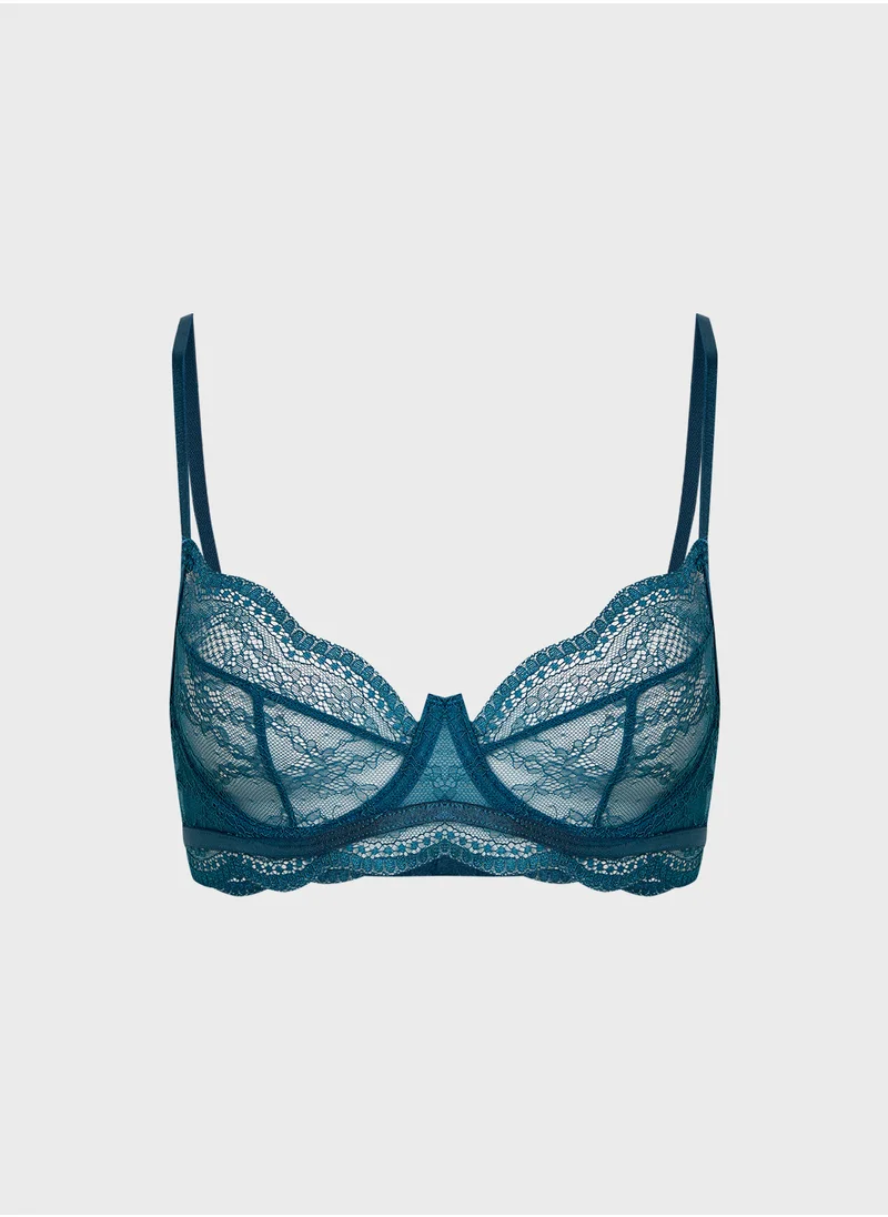 هانك مولر Lace Plunge Neck Bra