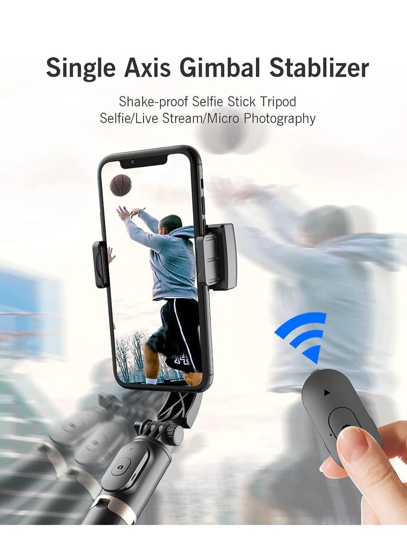ELTRAZONE - selfie stick tripod Extendable Wireless BT Selfie Stick Handheld Gimbal Stabilizer Tripod with Detachable Remote Control for Selfie Full Body Shot Vlog Group Photo (ELT-069) - Image 1