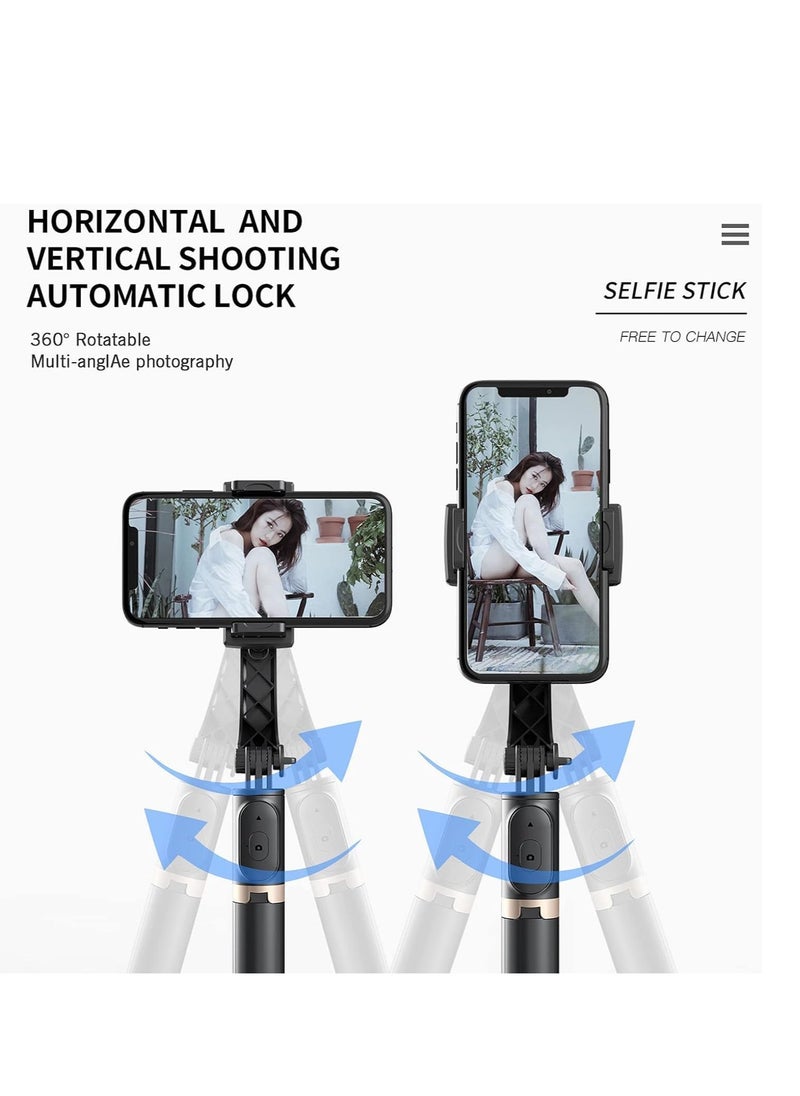 ELTRAZONE - selfie stick tripod Extendable Wireless BT Selfie Stick Handheld Gimbal Stabilizer Tripod with Detachable Remote Control for Selfie Full Body Shot Vlog Group Photo (ELT-069) - Image 1