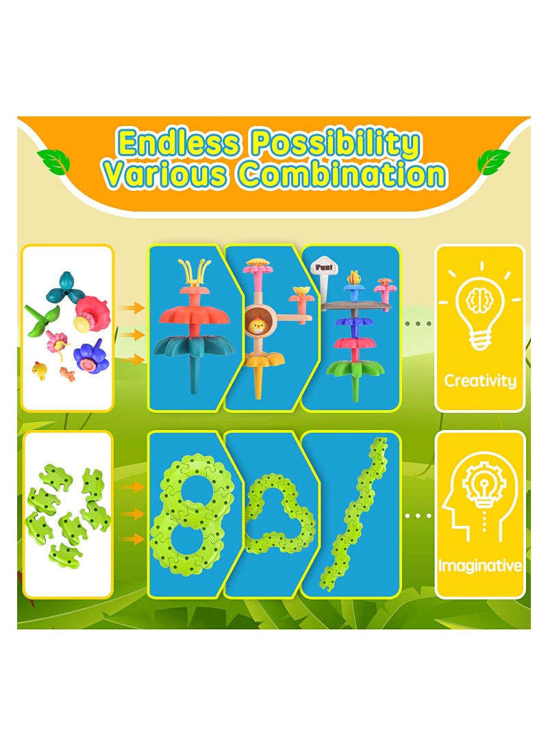 KASTWAVE Flower Garden Building Toys Set Toddler Girl Toys Stacking Game Educational Stem Toy Preschool Toys Stacking Game Pretend Playset for Toddler Girls 2 3 4 5 6 Year Old - Image 4