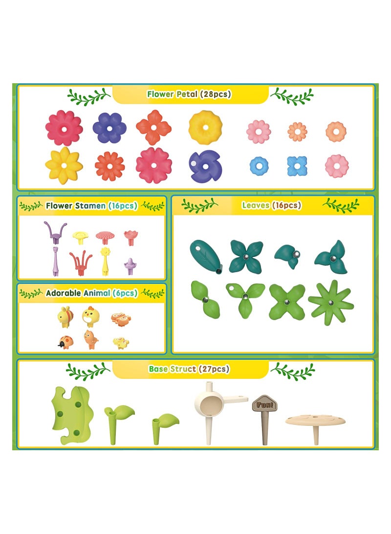 KASTWAVE Flower Garden Building Toys Set Toddler Girl Toys Stacking Game Educational Stem Toy Preschool Toys Stacking Game Pretend Playset for Toddler Girls 2 3 4 5 6 Year Old - Image 3