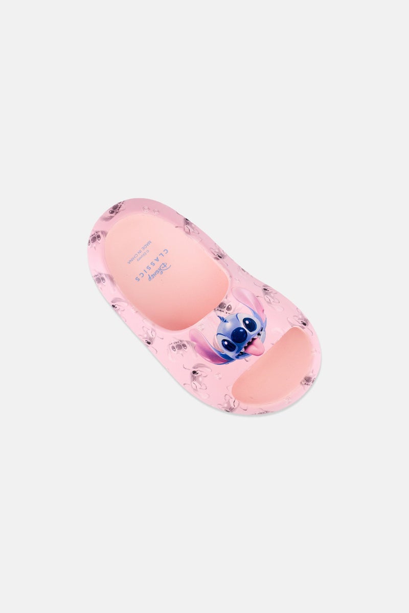 Disney Classics Kids Girl Stitch Slip On Slides, Pink - Image 3