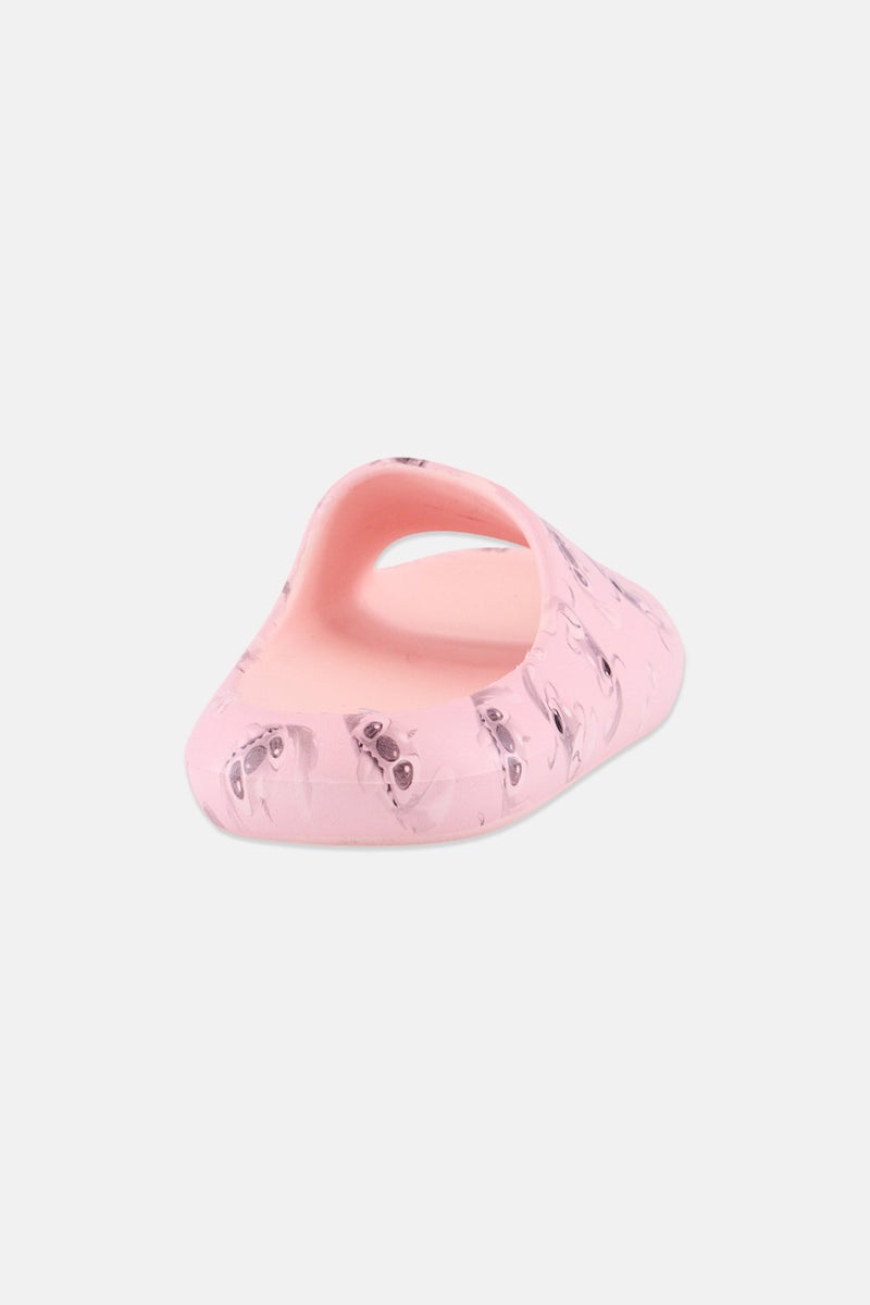 Disney Classics Kids Girl Stitch Slip On Slides, Pink - Image 2