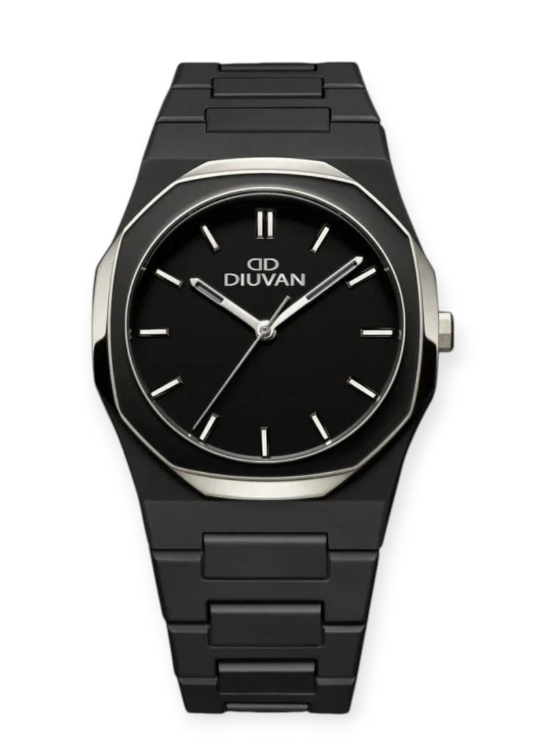 كاربون ساعة يد رجالية كاربون بجودة عالية وضد الماء باللون الأسود, والفضي