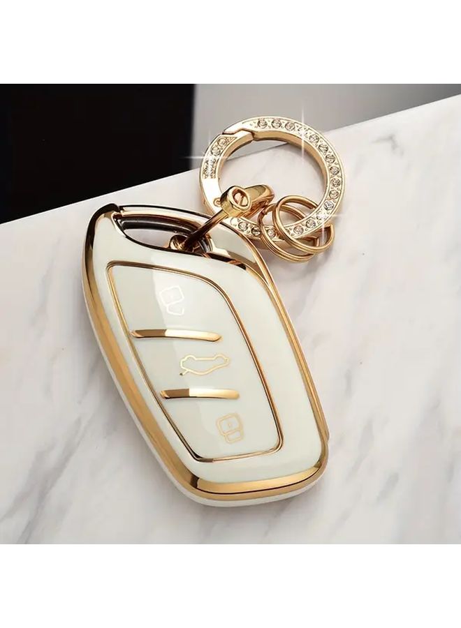 Premium Black TPU Key Fob Cover With Golden Accents Scratch Resistant Glossy Finish - Image 4