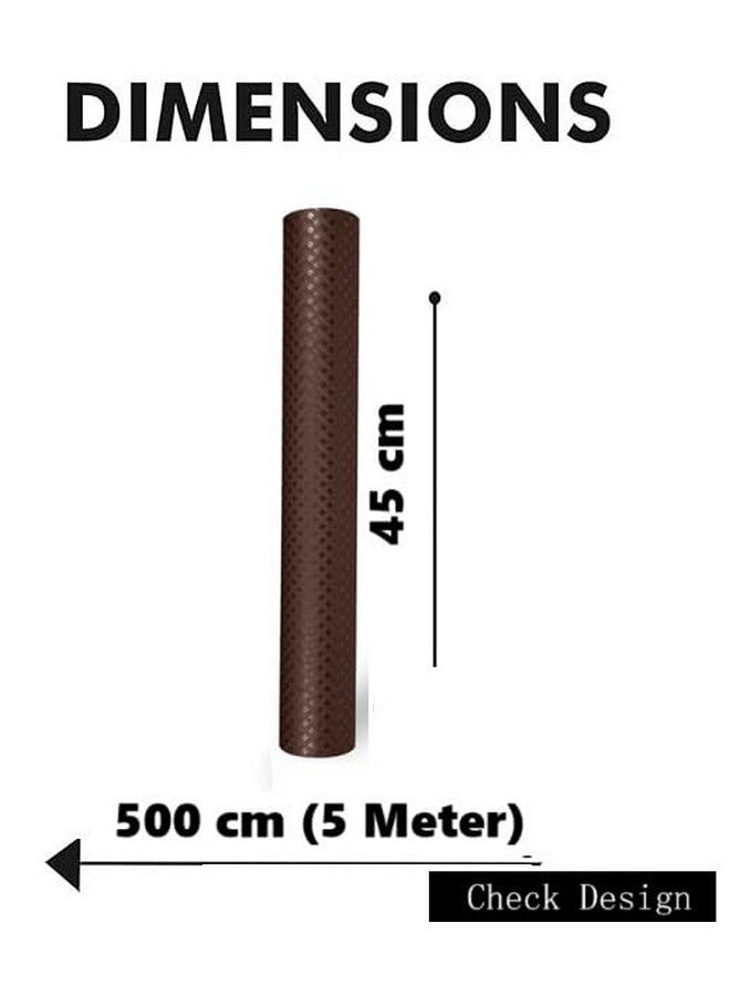 KayJen 45cm x 5m Coffee Brown Anti-Slip Mat | Food-Grade EVA Shelf Liner for Fridge, Kitchen, Drawers & Tables | Washable, Check Pattern - Image 2