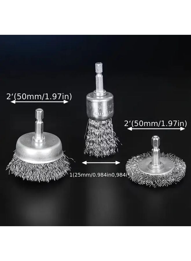 3pcs Heavy Duty Carbon Steel Wire Wheel Brush Set Rust Remover Surface Sander - Image 3