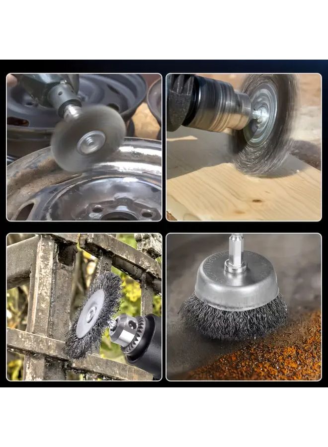 3pcs Heavy Duty Carbon Steel Wire Wheel Brush Set Rust Remover Surface Sander - Image 5