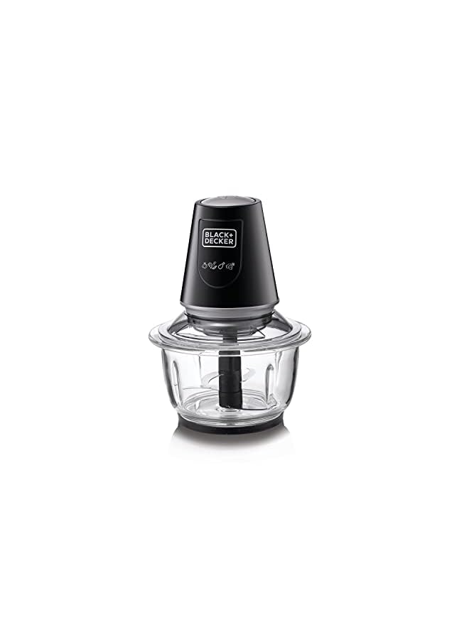 BLACK&DECKER مفرمة/مفرمة زجاجية عمودية بقدرة 400 واط وسعة 1.2 لتر، سعة الوعاء الزجاجي XXL مع نظام رباعي الشفرات قابل للإزالة، يساعد على تقطيع/سحق الثلج/الفرم/الطحن/الهريس مجموعة متنوعة من المكونات Gc400-B5 - Image 4
