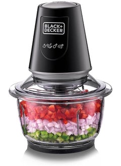 BLACK&DECKER 400W 1.2L Vertical Glass Chopper/Mincer Xxl Glass Bowl Capacity With Removable Four Blade System Helps, Chop/Crush Ice/Mince/Grind/Puree Variety Of Ingredients Gc400-B5  - Image 1
