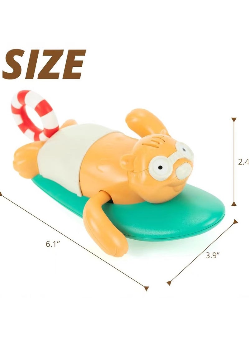 2 pcs Pull String Baby Bath Toy Pull & Go Beaver Cute Surfing Beaver Swimming Beaver Windup Clockwork Bathtub Toy for Toddlers (Blue)  - Image 5
