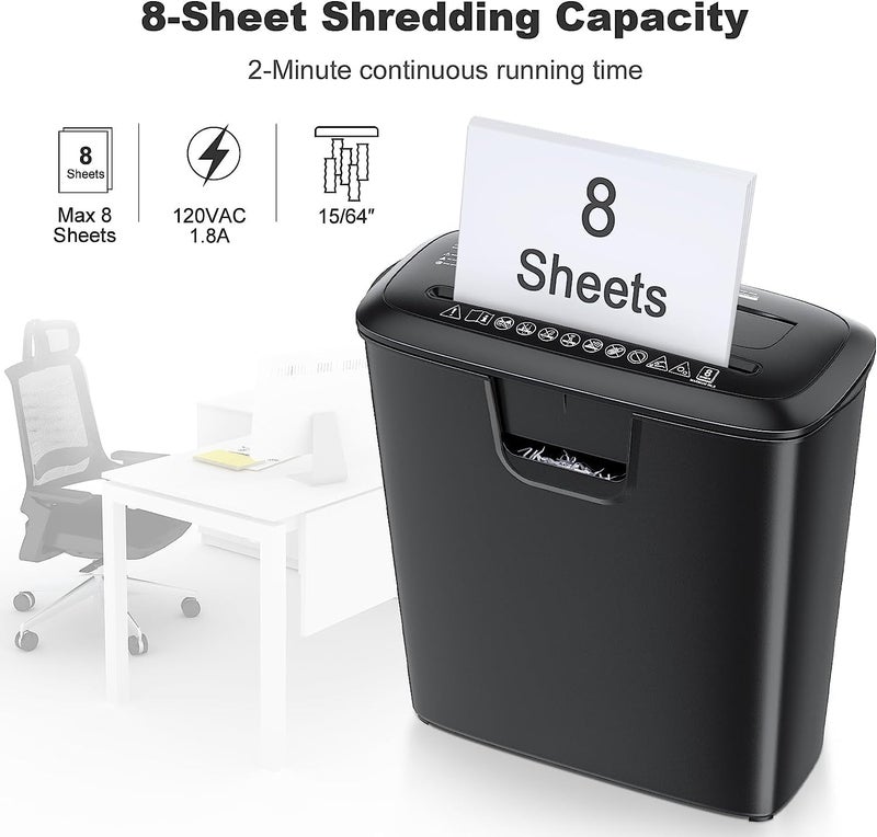 Bonsaii Paper Shredder for Home Use, 8-Sheet StripCut Home Office Shredder, CD/Credit Card Shredder Machine with Overheat Protection, 3.4 Gallons Wastebasket - Image 2