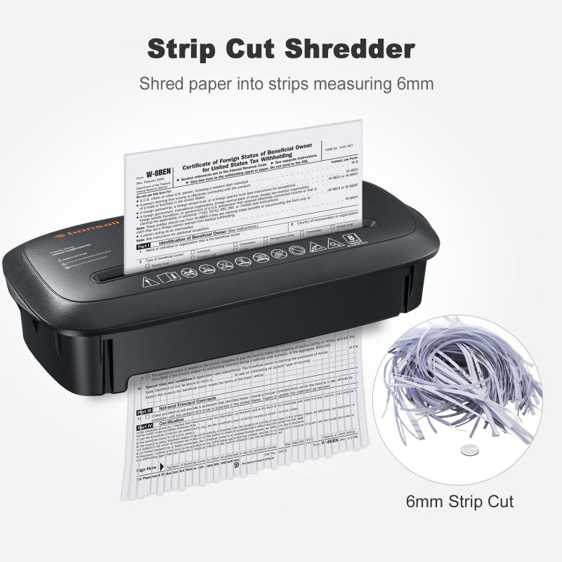 Bonsaii Paper Shredder for Home Use, 8-Sheet StripCut Home Office Shredder, CD/Credit Card Shredder Machine with Overheat Protection, 3.4 Gallons Wastebasket - Image 4