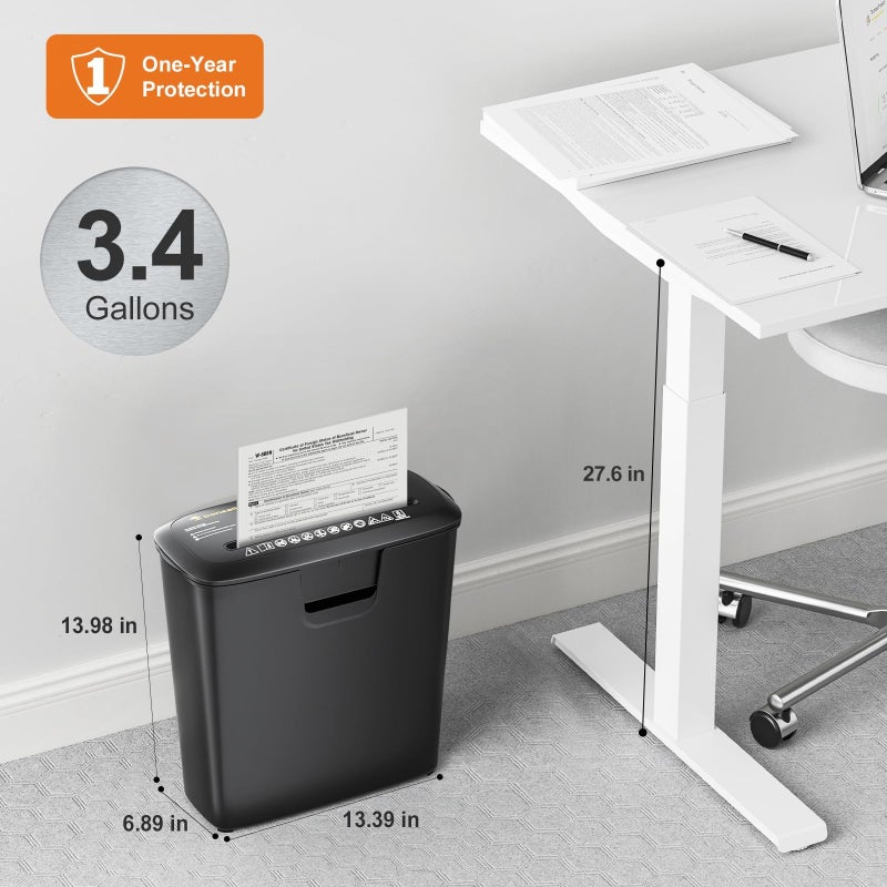 Bonsaii Paper Shredder for Home Use, 8-Sheet StripCut Home Office Shredder, CD/Credit Card Shredder Machine with Overheat Protection, 3.4 Gallons Wastebasket - Image 5