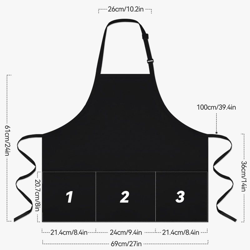 NLUS Kitchen Cooking Apron with 3 Pockets, Adjustable Bib Apron Chef Aprons for Women Men, Black - Image 2