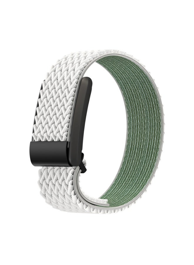 TraMx Elastic Fiber Nylon Replacement Band Compatible with Whoop 4.0 Wearable Health, Fitness & Activity Tracker Stylish, Comfortable & Breathable and Adjustable Wristband Replacement Strap Easy to Use and Perfect for Every Occasion Outer white, inner green - Image 1