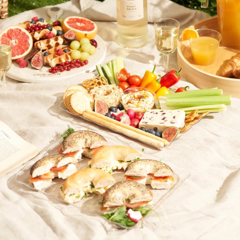 MATANA 6 Large Clear Plastic Serving Tray - 13"" x 9"" Inch Rectangle Disposable Serving Platters  Party Dish Food Trays for Parties  BPA-Free  Reusable - Image 4