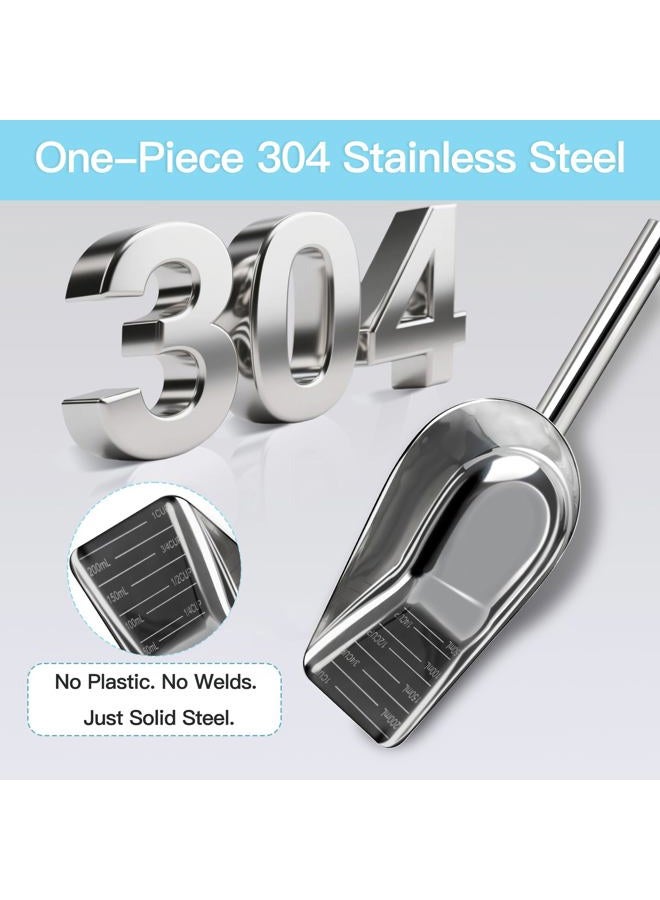 Aloxina Dog-Cat Food Scoop 1 Cup – Thickened 304 Stainless Steel Pet Food Scoop with Long Handle, Precision Scale, Easy to Clean, Suitable for Wet Dry Food - Image 3