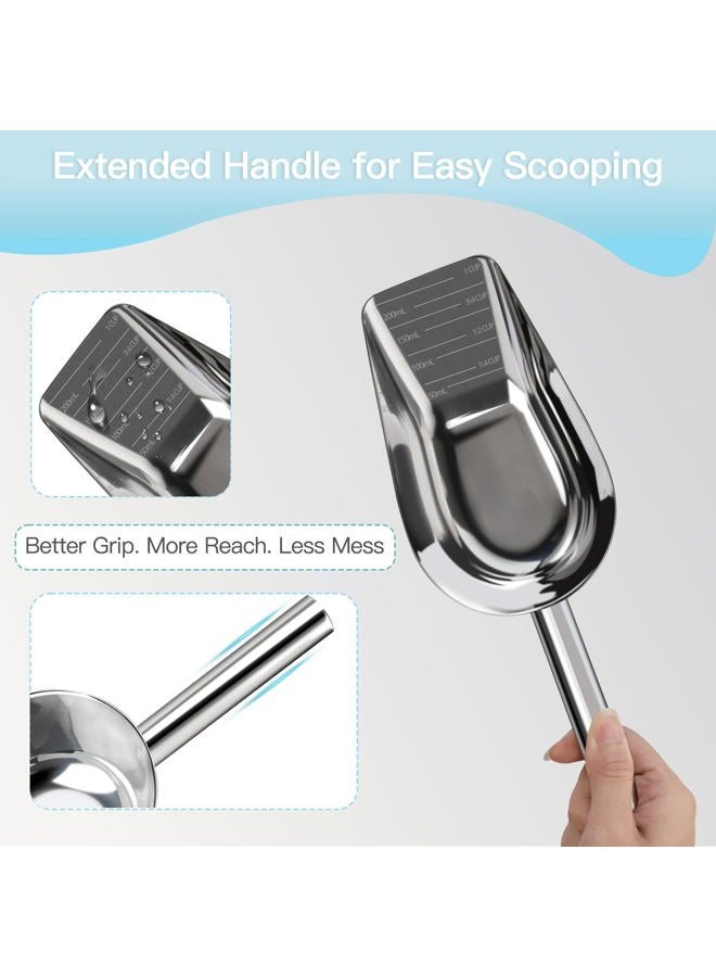 Aloxina Dog-Cat Food Scoop 1 Cup – Thickened 304 Stainless Steel Pet Food Scoop with Long Handle, Precision Scale, Easy to Clean, Suitable for Wet Dry Food - Image 5