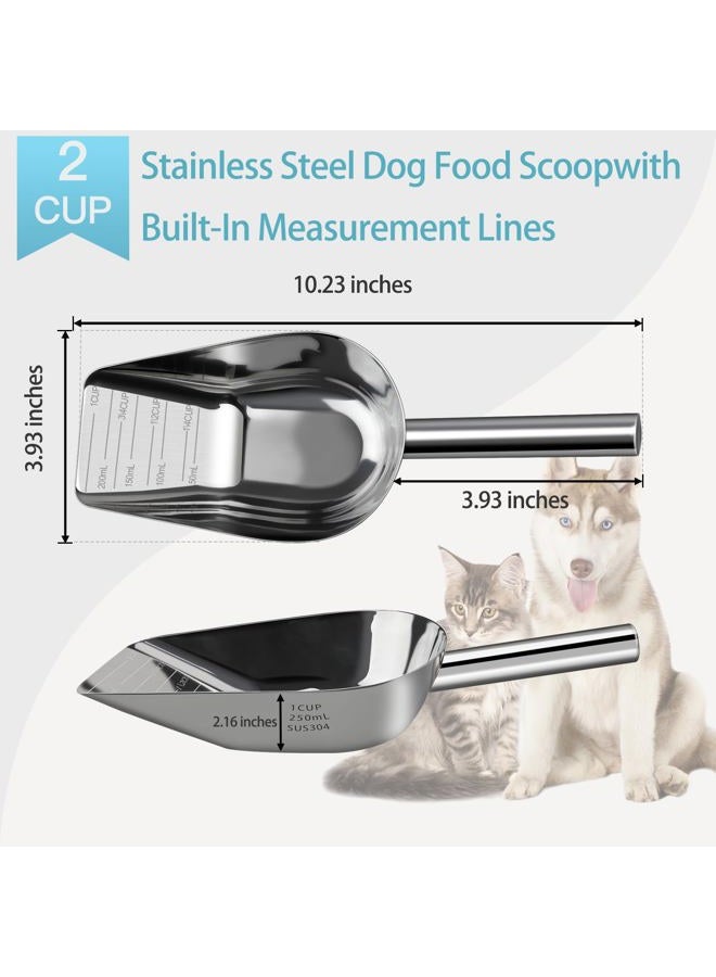 Aloxina Dog-Cat Food Scoop 1 Cup – Thickened 304 Stainless Steel Pet Food Scoop with Long Handle, Precision Scale, Easy to Clean, Suitable for Wet Dry Food - Image 2