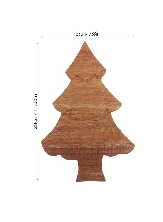 JECOMPRIS Wooden Christmas Tree Shaped Board: 11x9.8in Xmas Tree Serving Tray for Holiday - Charcuterie Board with Handle for Pizza Butcher Block Cheese Vegetables Fruit Salad - Image 2