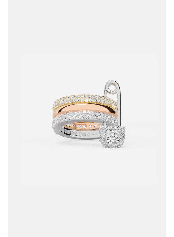 موناكو خاتم ثلاثي الحلقات مع دبوس أمان ”الحب، الابتسامة، السعادة“ - Image 1