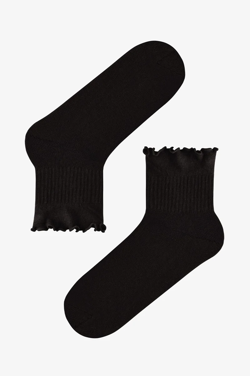 بنتي PENTI Coffee Ruffled Pair Crew Socks