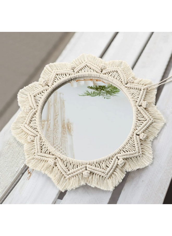 Dremisland Dremisland Macrame Wall Mirror-15 Inch Round Mirror with Macrame Fringe, Boho Decorative Hanging Mirror Wall Decor Art Ornament for Apartment Home Bedroom Living Room Baby Nursery (Beige)  - Image 5