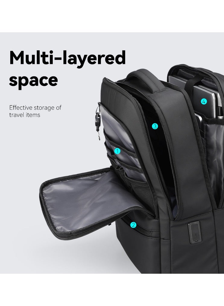 Mark Ryden MR6033 Black Laptop Backpack 15.6 Inch Water Resistant Travel Bag with USB Charging Port Oxford PU Fabric Anti Theft Pocket and Multi Layer Storage for Business and Daily Commute - Image 5