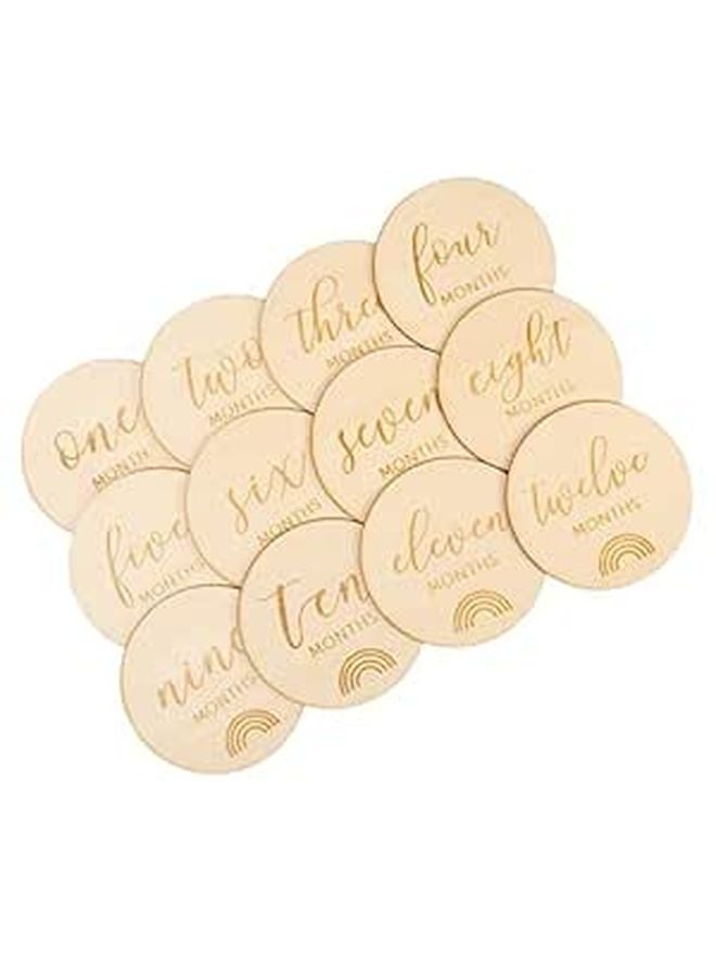 Wooden Monthly Baby Photo Props 12PCS Newborn Growth Milestone Cards For Showers And Celebrations - Image 1