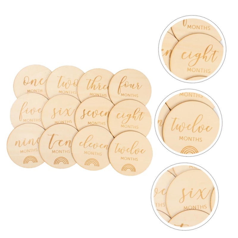 Wooden Monthly Baby Photo Props 12PCS Newborn Growth Milestone Cards For Showers And Celebrations - Image 5