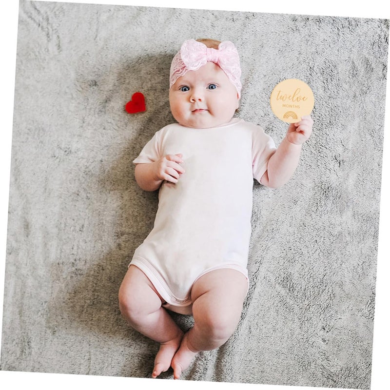 Wooden Monthly Baby Photo Props 12PCS Newborn Growth Milestone Cards For Showers And Celebrations - Image 4