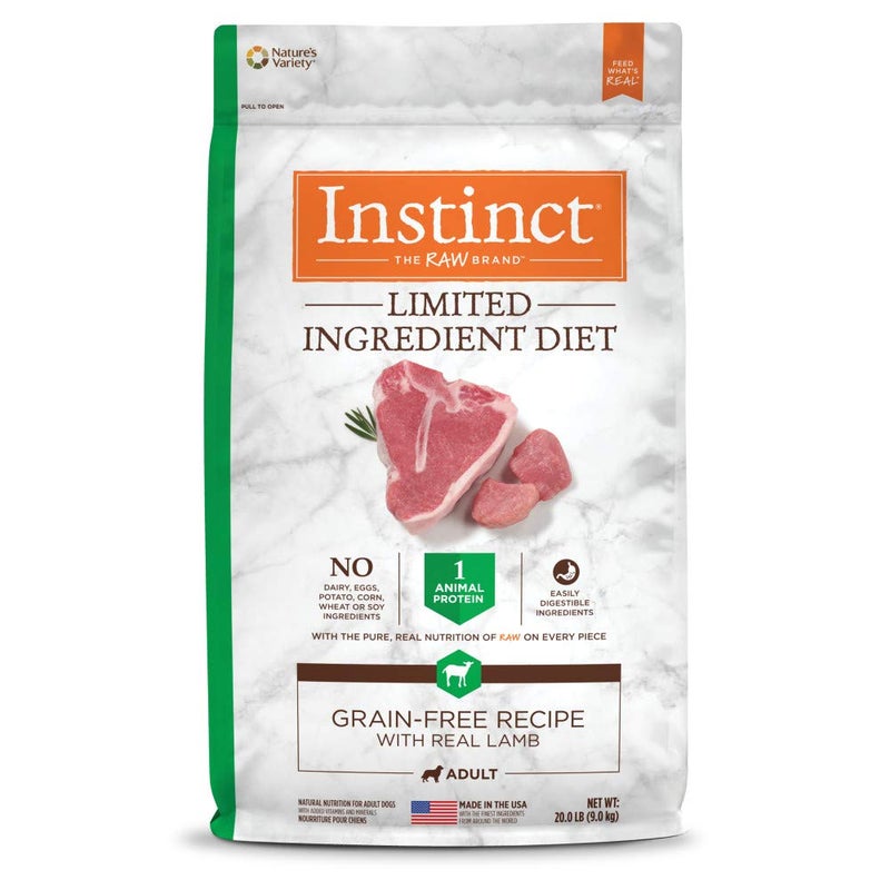Instinct Limited Ingredient Diet, Natural Dry Dog Food, Grain Free Recipe - Real Lamb, 20 lb. Bag - Image 1