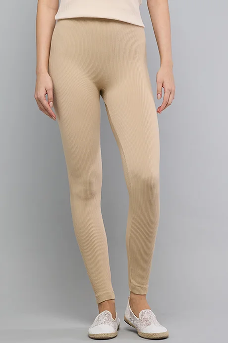 R&B Solid Leggings with Elastic Waist