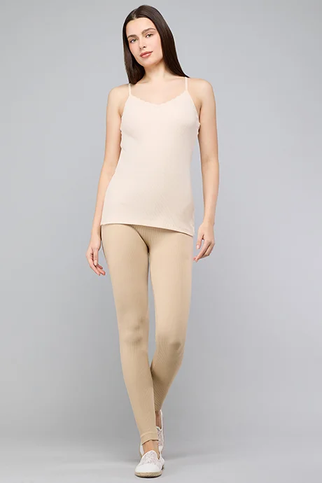 R&B Solid Leggings with Elastic Waist