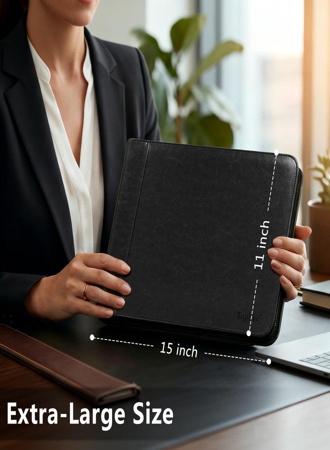Toplive Zippered 7 Ring Business Checkbook Binder Extra-Large, 2Pack 7-Hole Pouch, 600 Checks Capacity, PU Leather Check Book Binder Cover with Multi-Pocket Design for Office & Business Use, Black - Image 2