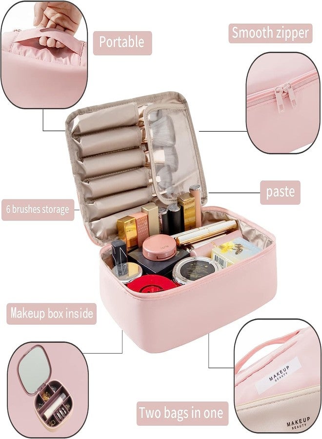HOMENITY هومينيتي® - حقيبة أدوات تجميل للسفر مع منظم مكياج وقسم قابل للتعديل - Image 3