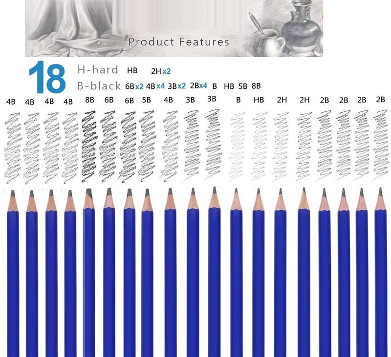 Corslet 31 PC Drawing Pencils for Artists Kit 1 Hb Pencil Kit with A5 Sketch Book Sketching Kit Charcoal Pencil Art Supplies for Artist Blending Stump Sketch Pencils Set for Artists Drawing Kit Set - Image 3
