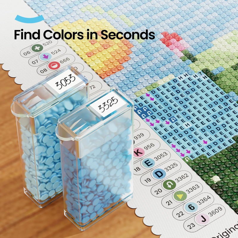 ARTDOT 64 Jars Storage Containers for Diamond Art Kits for Adults, Portable Storage Organizer with Sticker Labels for Diamond Painting Accessories and Tools - Image 5