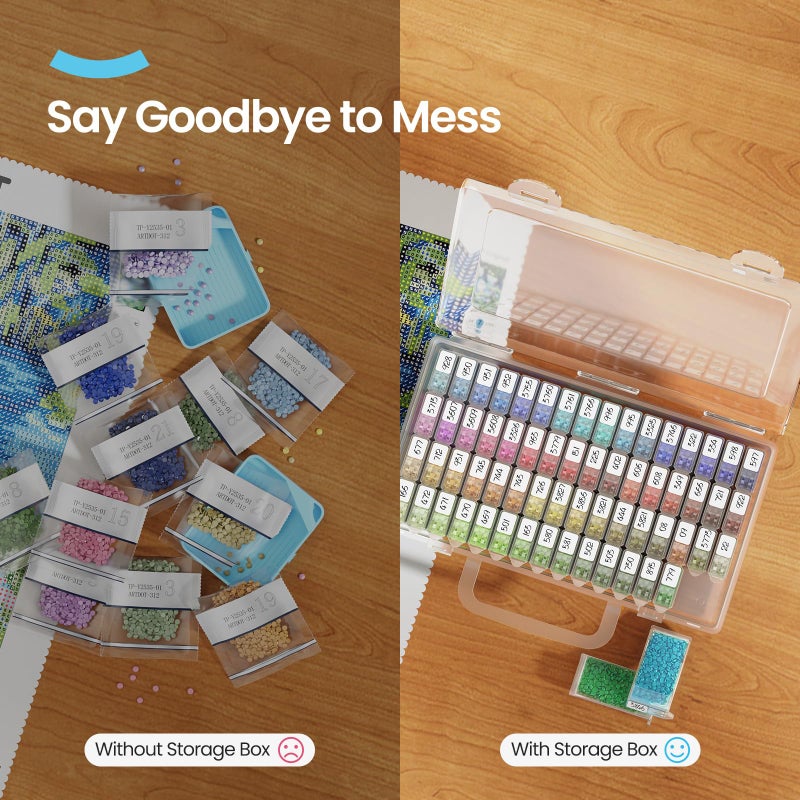 ARTDOT 64 Jars Storage Containers for Diamond Art Kits for Adults, Portable Storage Organizer with Sticker Labels for Diamond Painting Accessories and Tools - Image 2