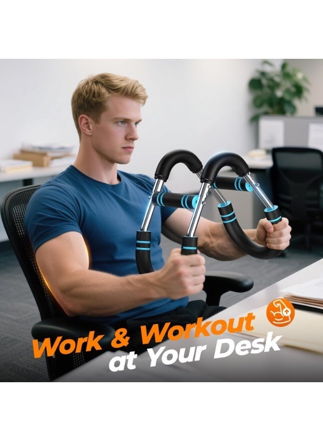 WALALLA Twister Arm Trainer - Adjustable Resistance 40-50 kg/60-100lb for Chest & Arm Workout, Portable Upper Body Strength Training Bar for Home & Gym, Detachable Power Twister Exercise Equipment,Blue Black - Image 4