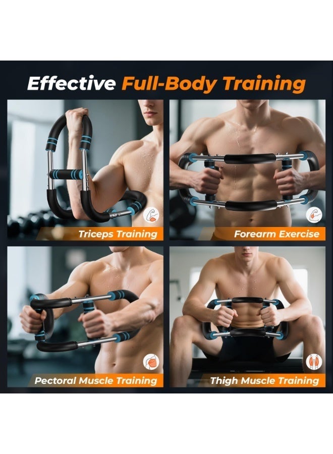 WALALLA Twister Arm Trainer - Adjustable Resistance 40-50 kg/60-100lb for Chest & Arm Workout, Portable Upper Body Strength Training Bar for Home & Gym, Detachable Power Twister Exercise Equipment,Blue Black - Image 2