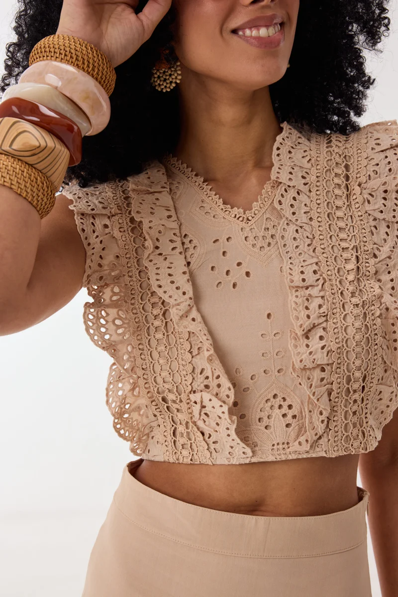 Ashita Fernandes Beige Amina Top for Women | Best Price UAE