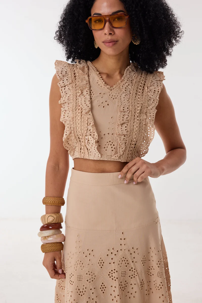 Ashita Fernandes Beige Amina Top for Women | Best Price UAE