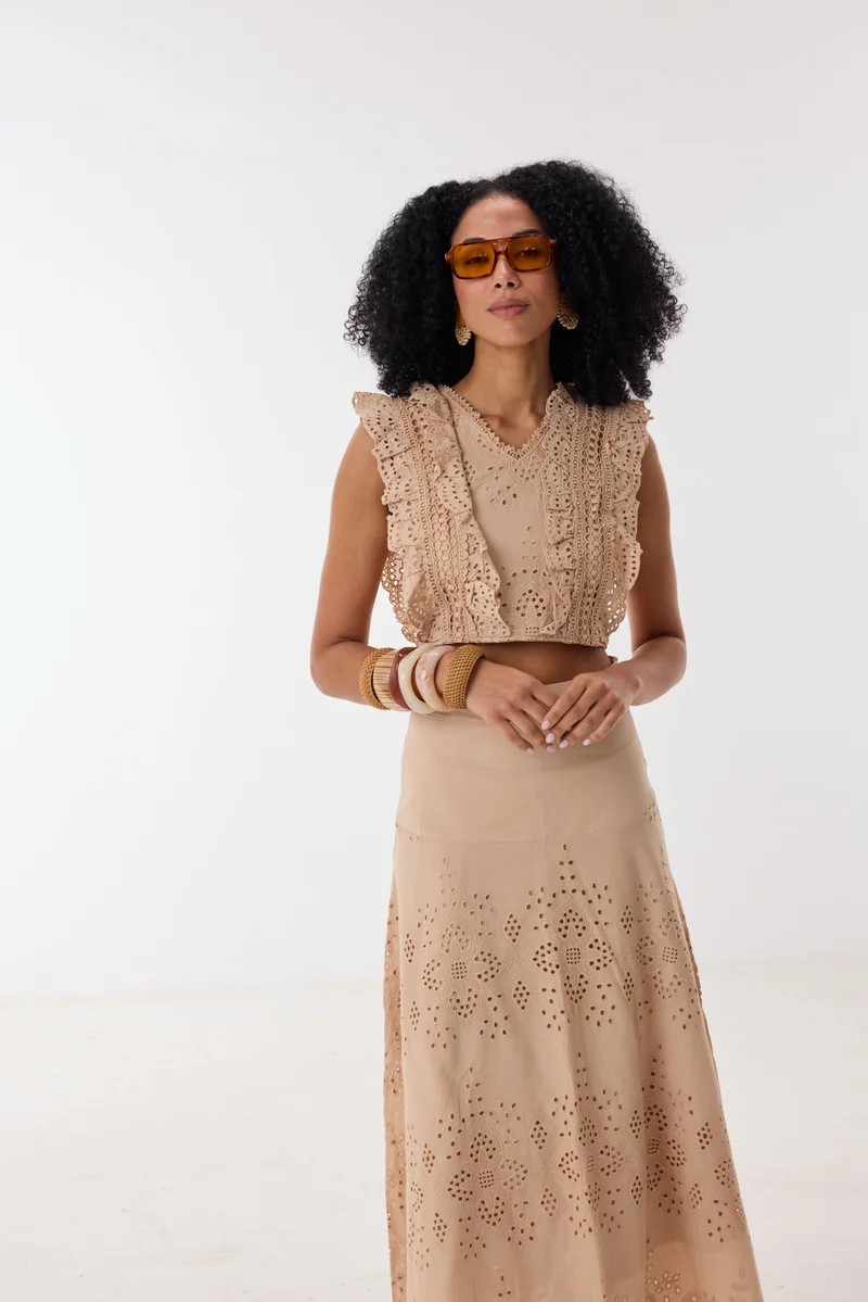 Ashita Fernandes Beige Amina Top for Women | Best Price UAE