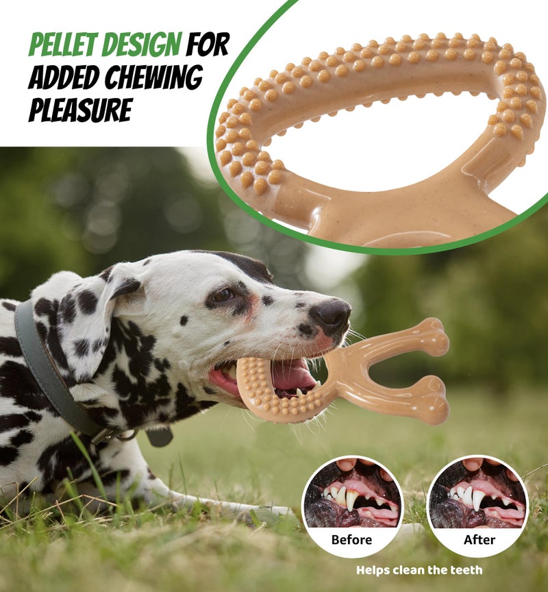 IPTPAS Durable Dog Chew Toy for Aggressive Chewers, Indestructible Nylon Bone Dental Care Teeth Cleaning Chew Toy for Small, Medium and Large Dogs, Keep Them Busy, Irresistible Beef Flavor (Brown) - Image 2
