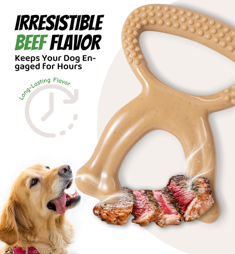 IPTPAS Durable Dog Chew Toy for Aggressive Chewers, Indestructible Nylon Bone Dental Care Teeth Cleaning Chew Toy for Small, Medium and Large Dogs, Keep Them Busy, Irresistible Beef Flavor (Brown) - Image 5