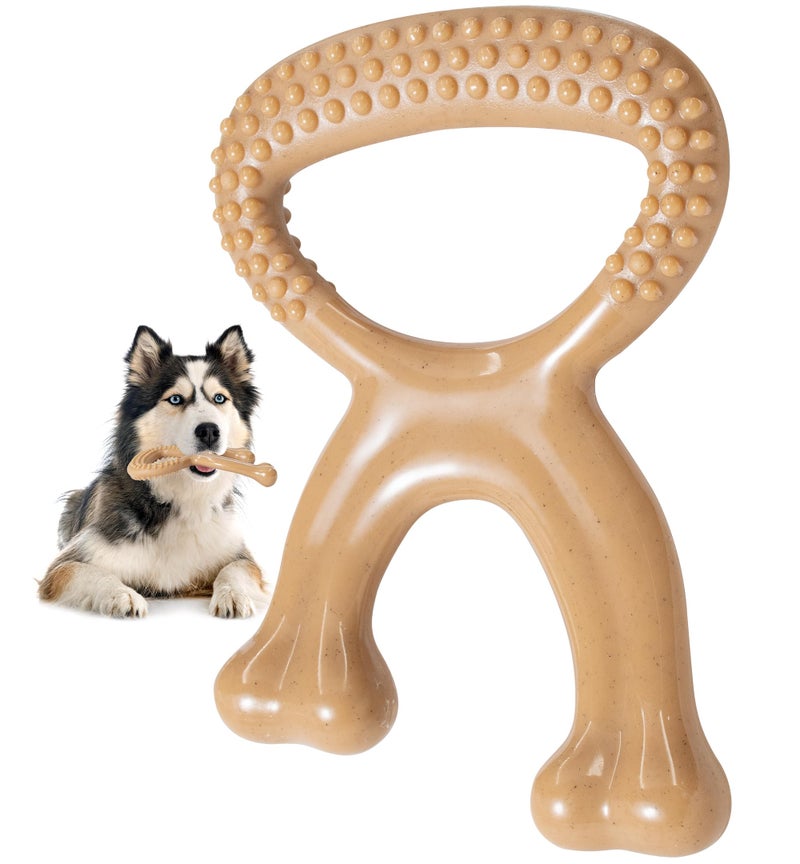 IPTPAS Durable Dog Chew Toy for Aggressive Chewers, Indestructible Nylon Bone Dental Care Teeth Cleaning Chew Toy for Small, Medium and Large Dogs, Keep Them Busy, Irresistible Beef Flavor (Brown) - Image 1