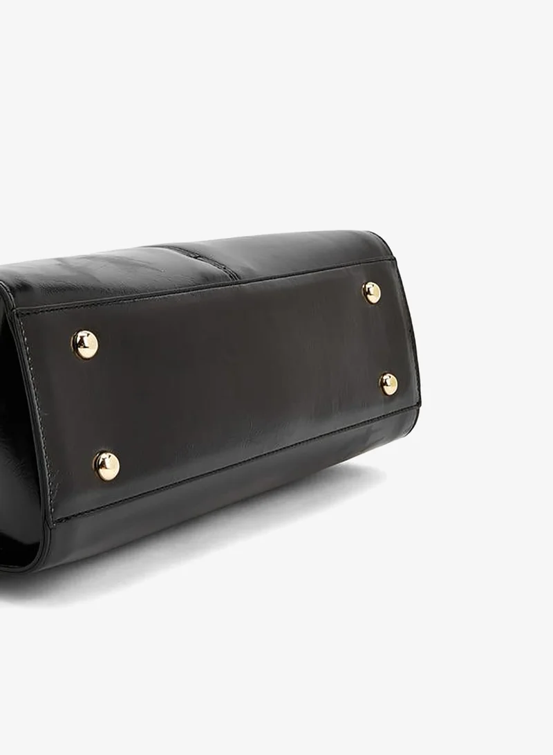 Celeste BLACK Solid Tote Bag With Detachable Strap for Women | Best Price UAE